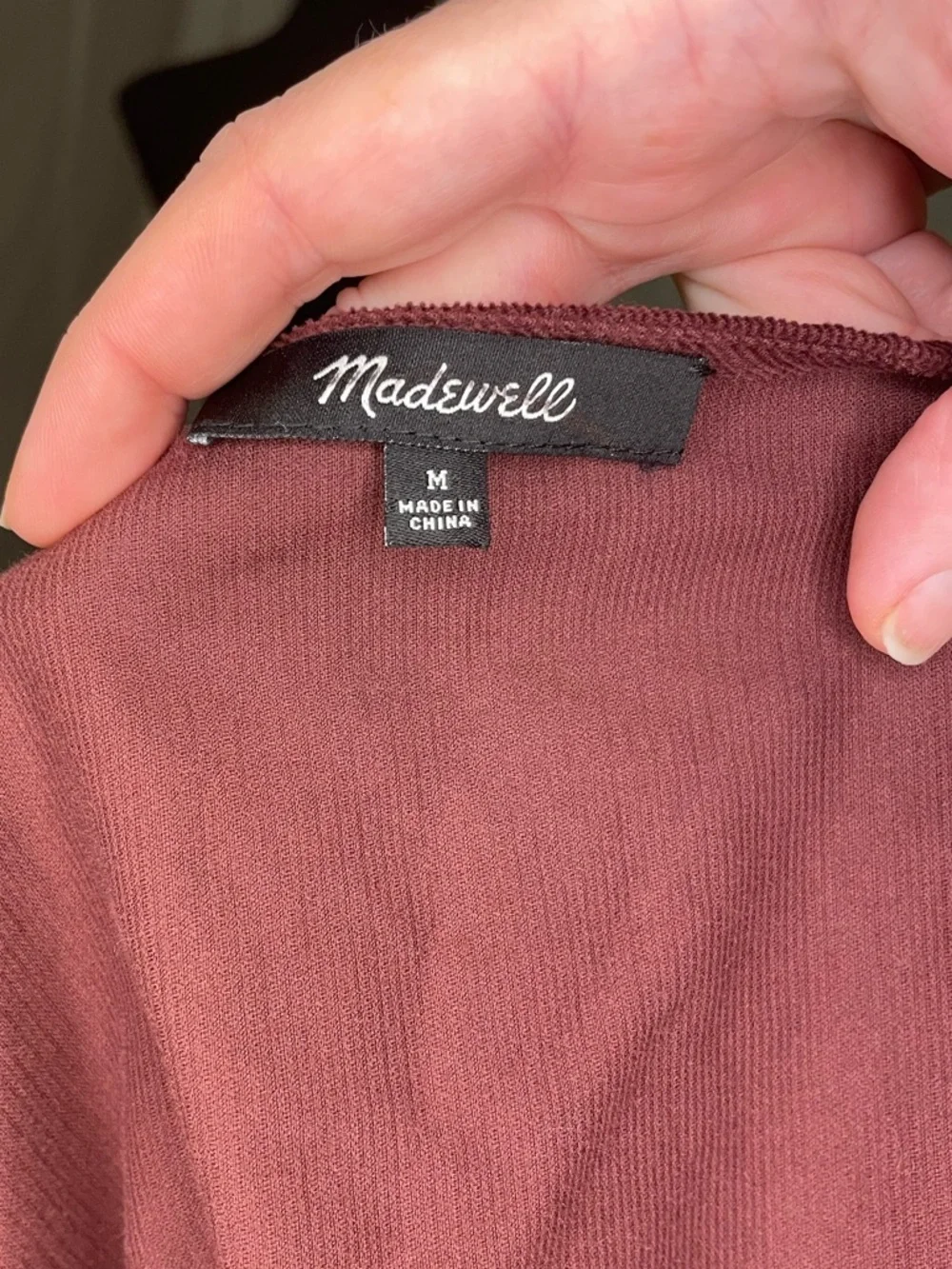NWOT Madewell Burgundy Velvet Corduroy Puff-Sleeve Wrap Top